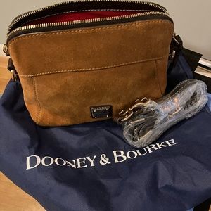 **SOLD**.  Dooney & Bourke cognac suede cameron style crossbody